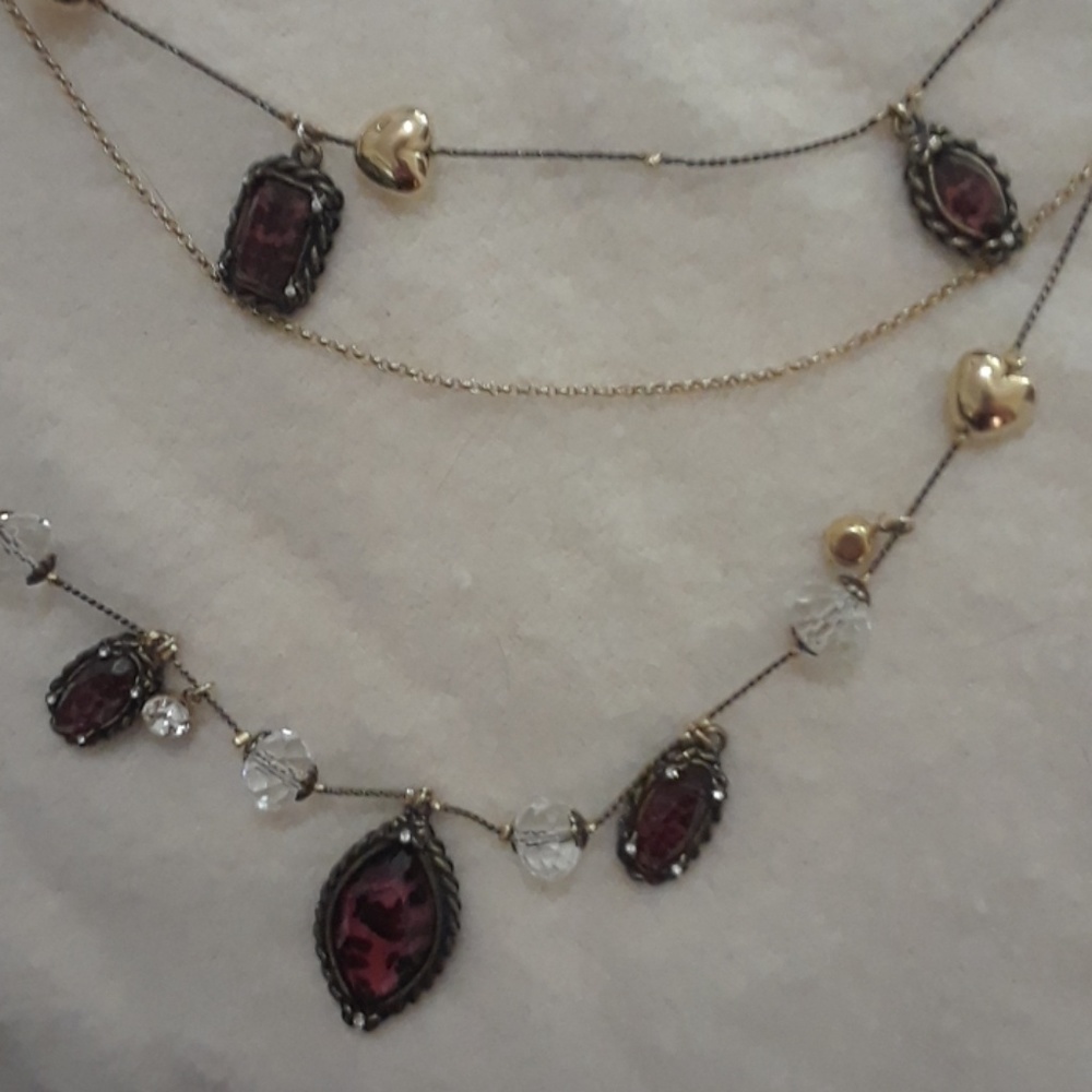 Betsey Johnson 2 Tone Vintage Necklace Retro Heart